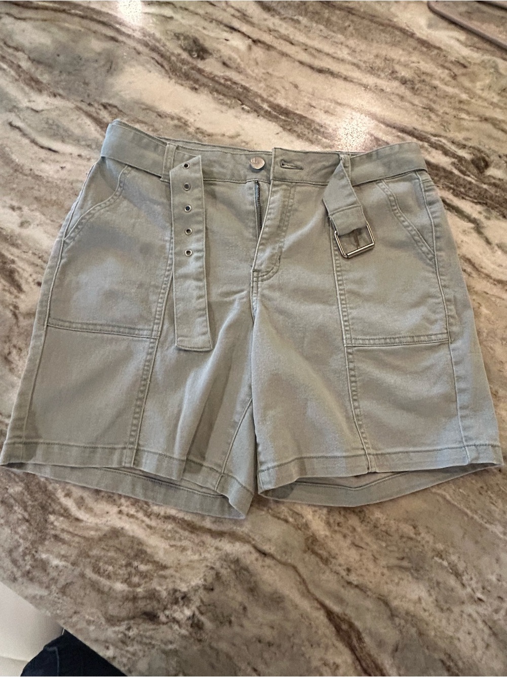 d jeans High-Waist Utility Shorts with Belt - Sage Green Size 10